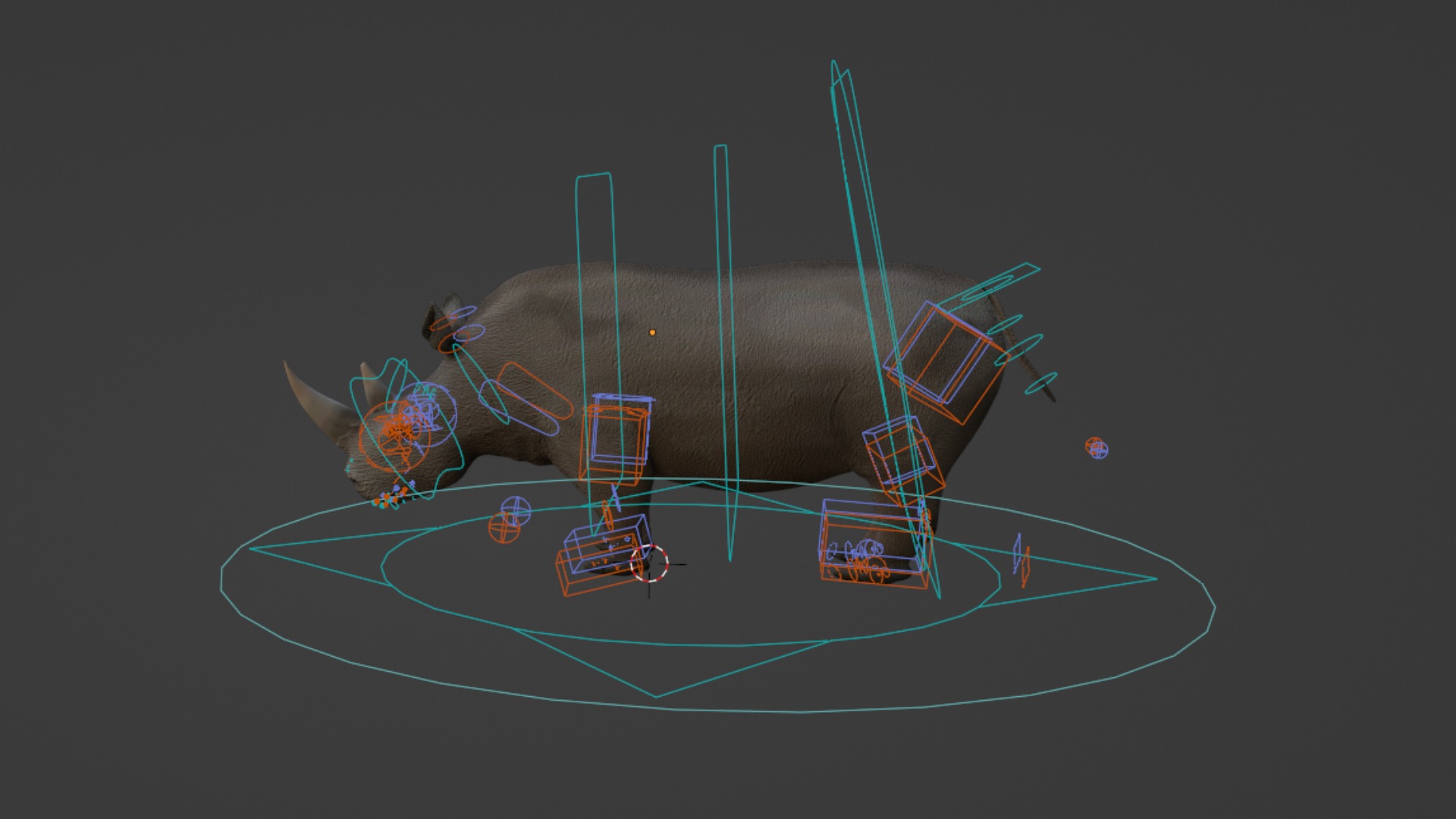 Rhino 3D Model Rigged and Animated Low-poly 3D model_2