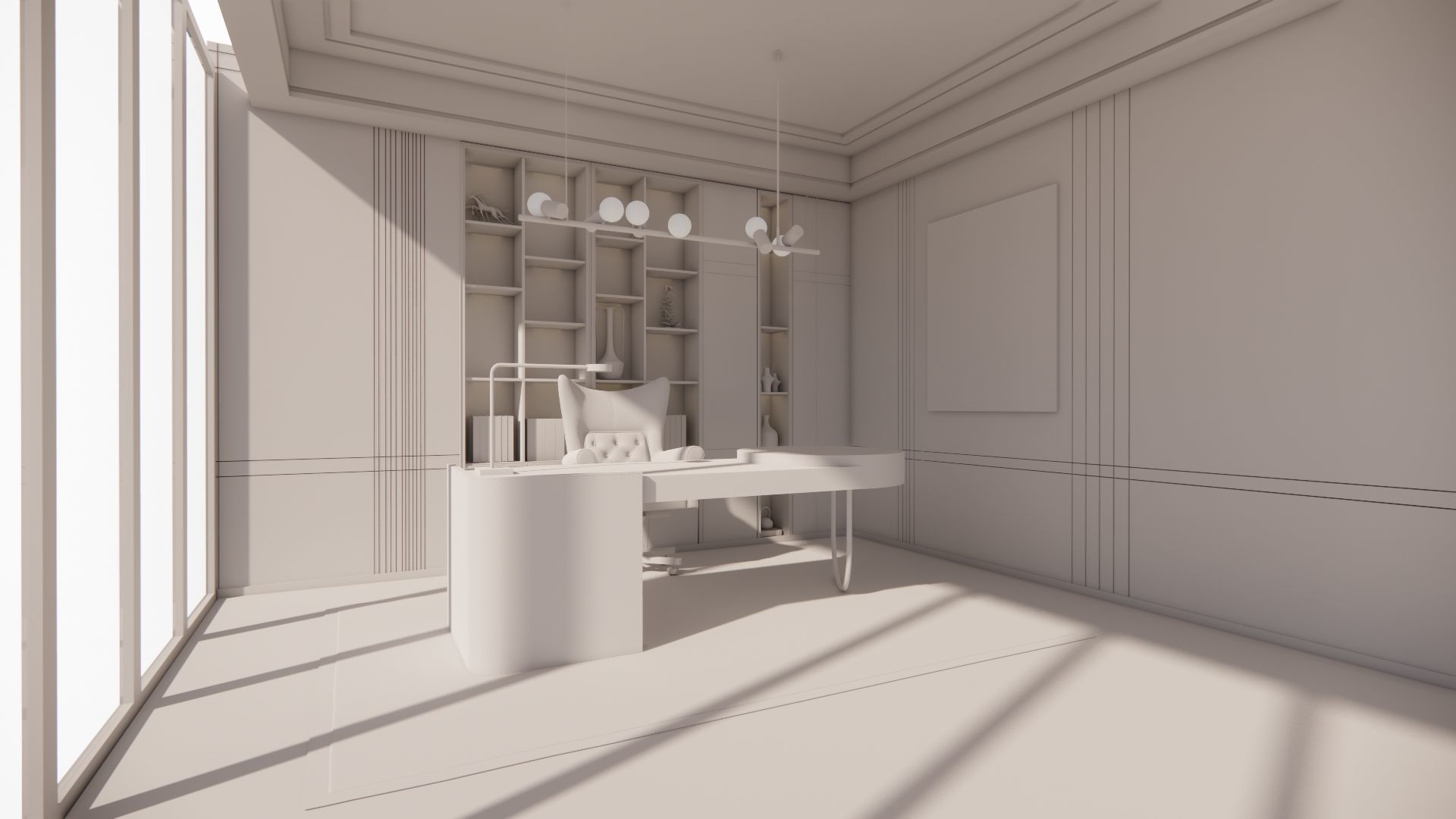 Office interior design 3D model_4