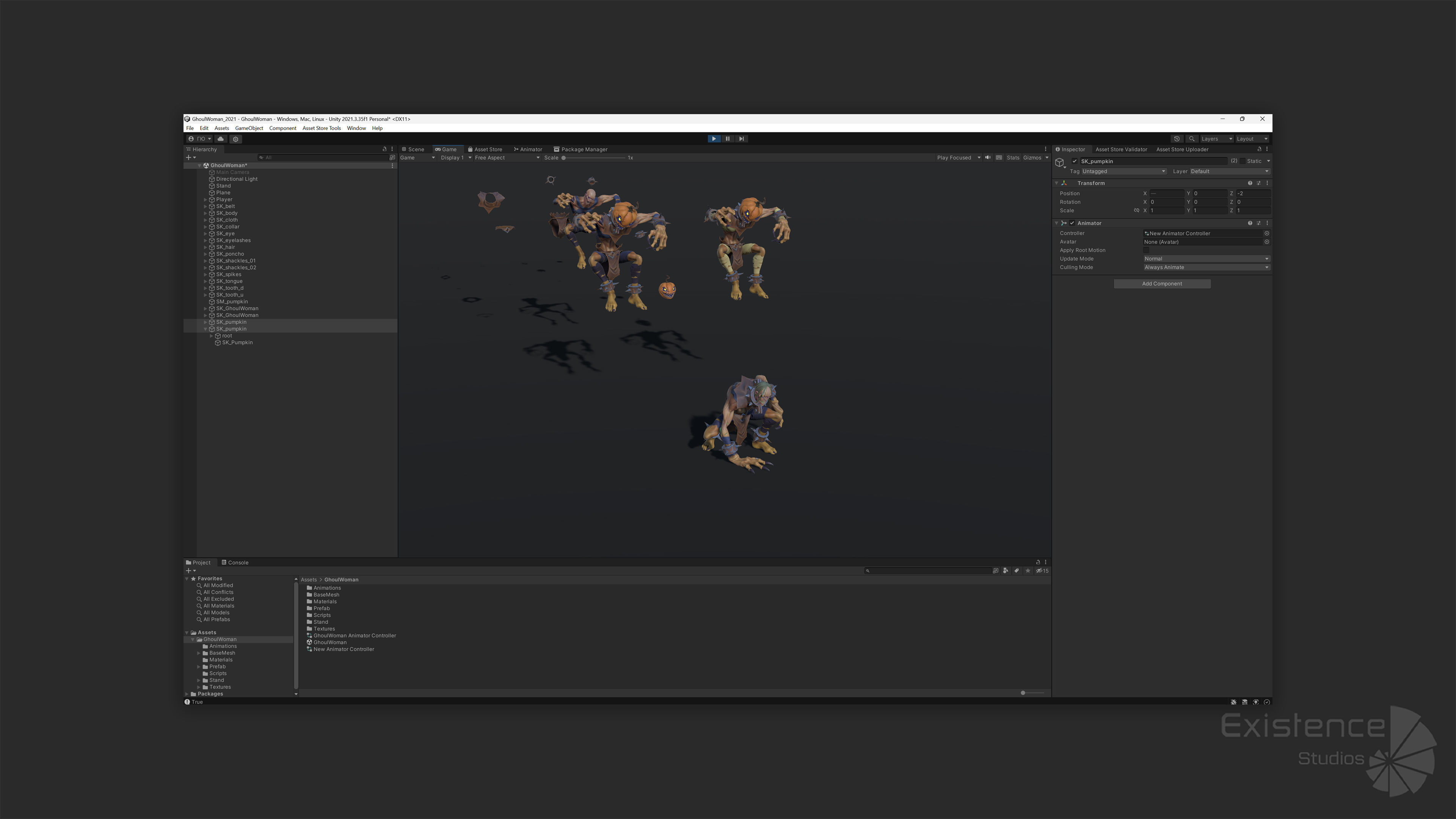 Ghoul Woman - Stylized Devils - Pumpkin Halloween Monster - 54 Low-poly 3D model_29