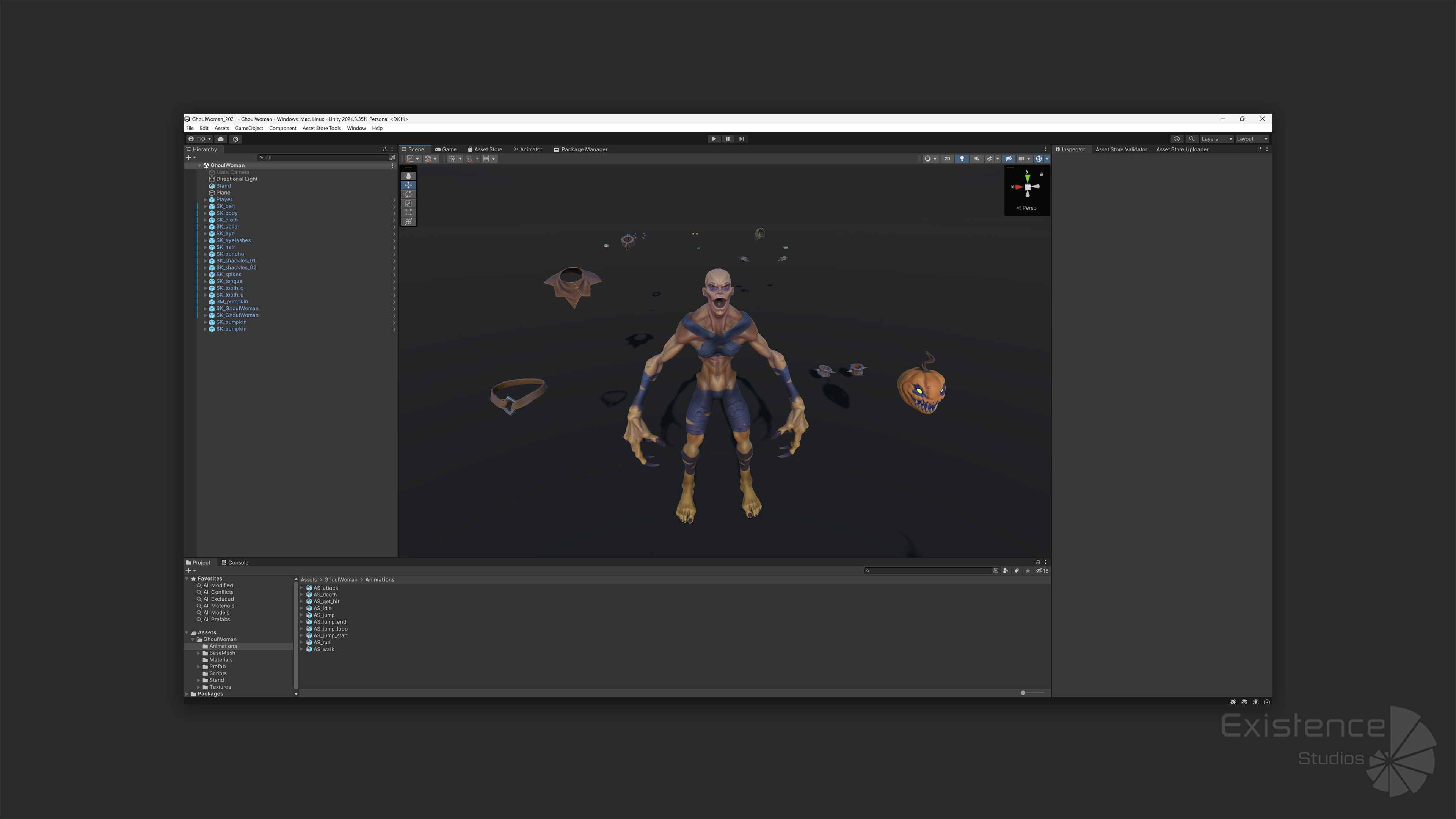 Ghoul Woman - Stylized Devils - Pumpkin Halloween Monster - 54 Low-poly 3D model_26