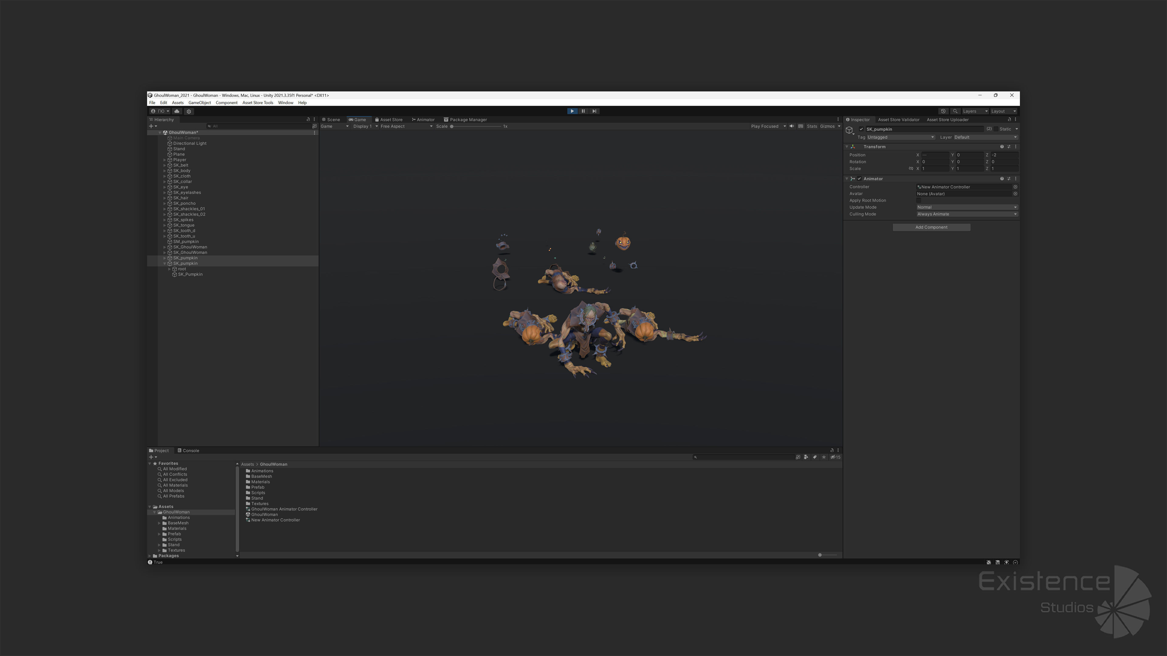 Ghoul Woman - Stylized Devils - Pumpkin Halloween Monster - 54 Low-poly 3D model_23