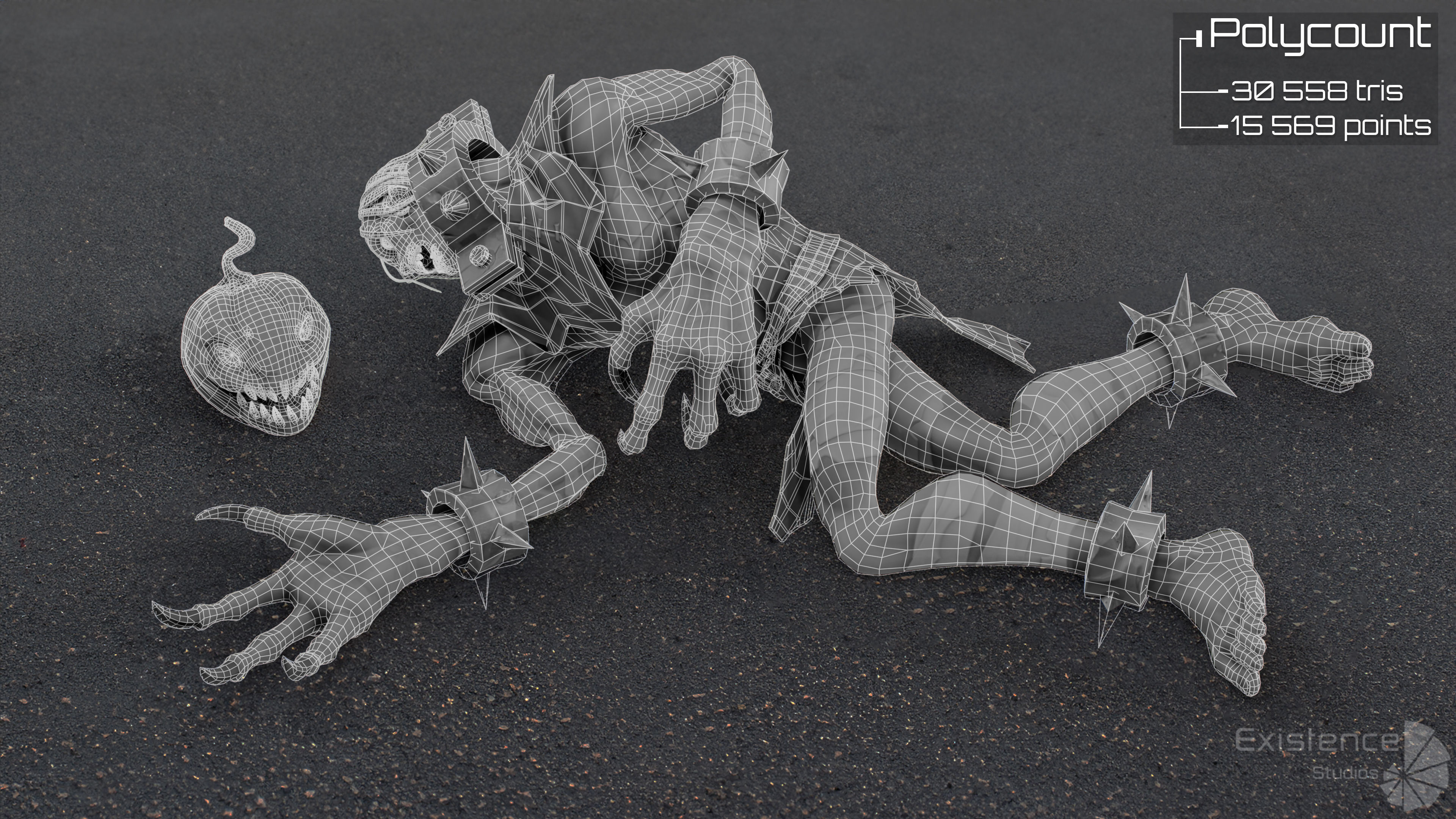 Ghoul Woman - Stylized Devils - Pumpkin Halloween Monster - 54 Low-poly 3D model_6