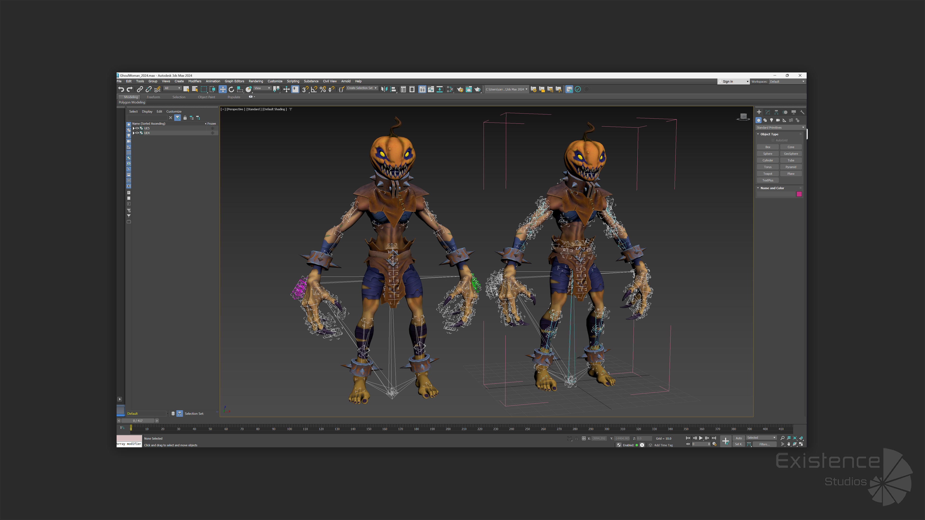 Ghoul Woman - Stylized Devils - Pumpkin Halloween Monster - 54 Low-poly 3D model_14