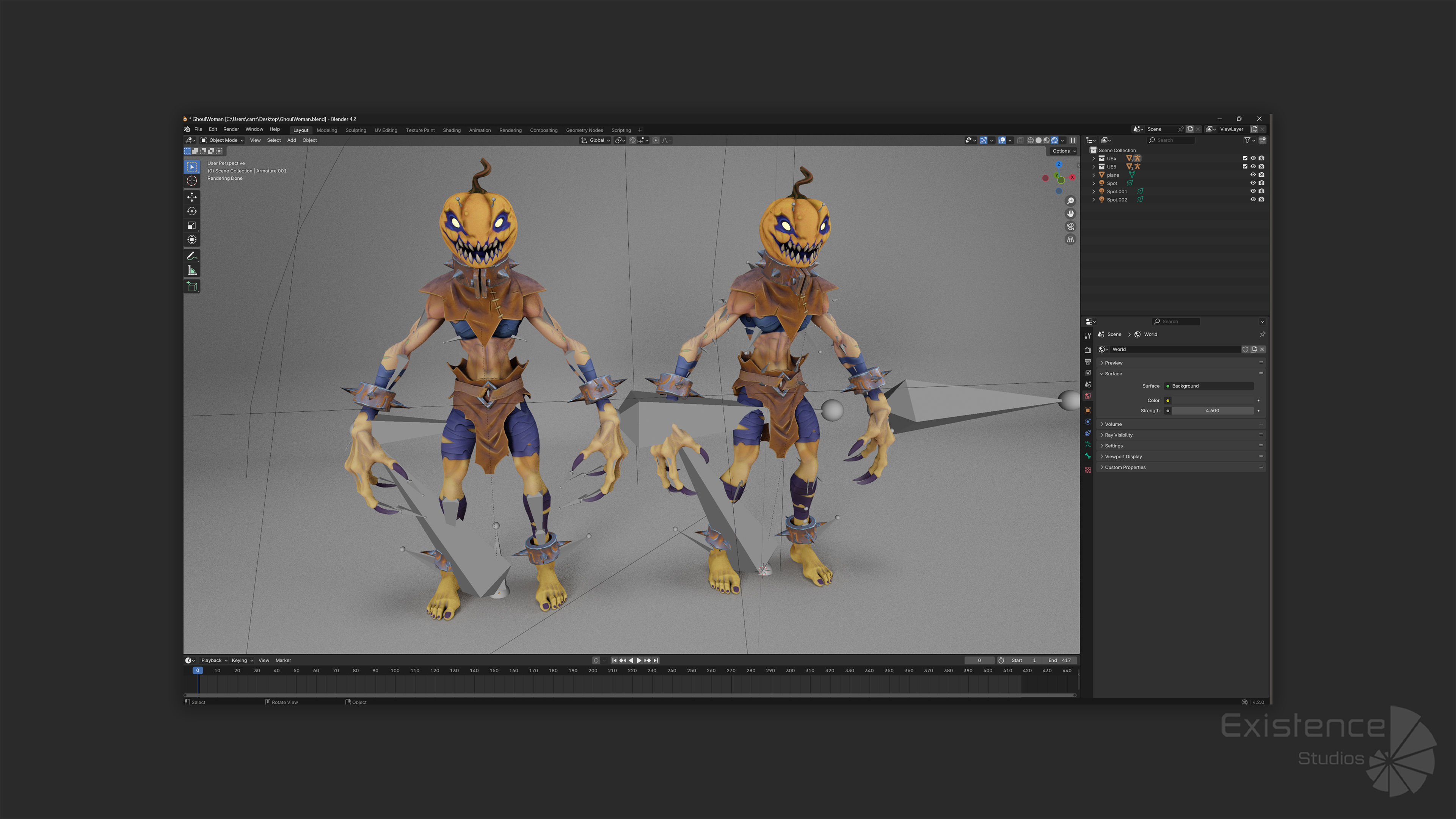 Ghoul Woman - Stylized Devils - Pumpkin Halloween Monster - 54 Low-poly 3D model_13