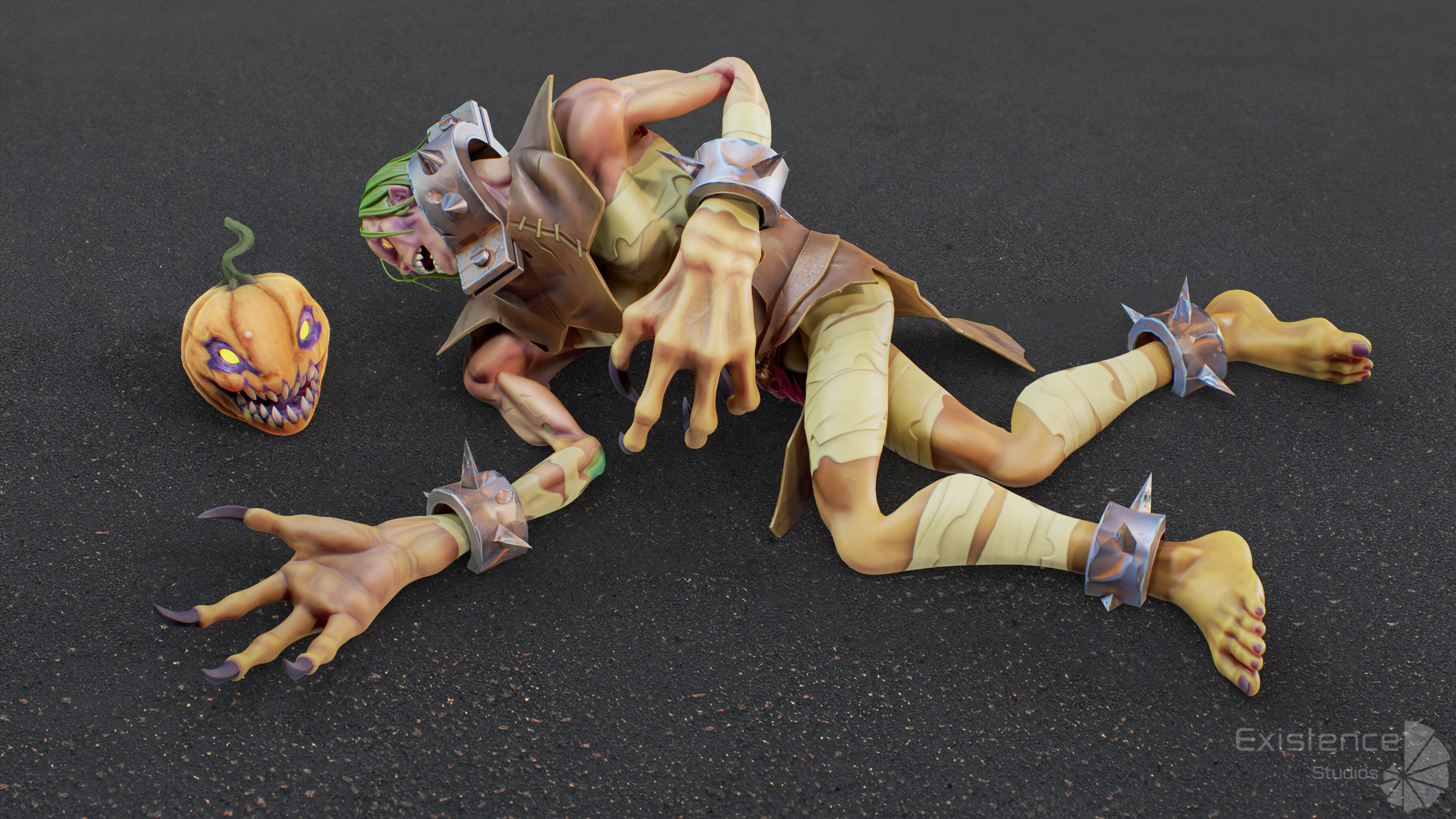 Ghoul Woman - Stylized Devils - Pumpkin Halloween Monster - 54 Low-poly 3D model_5