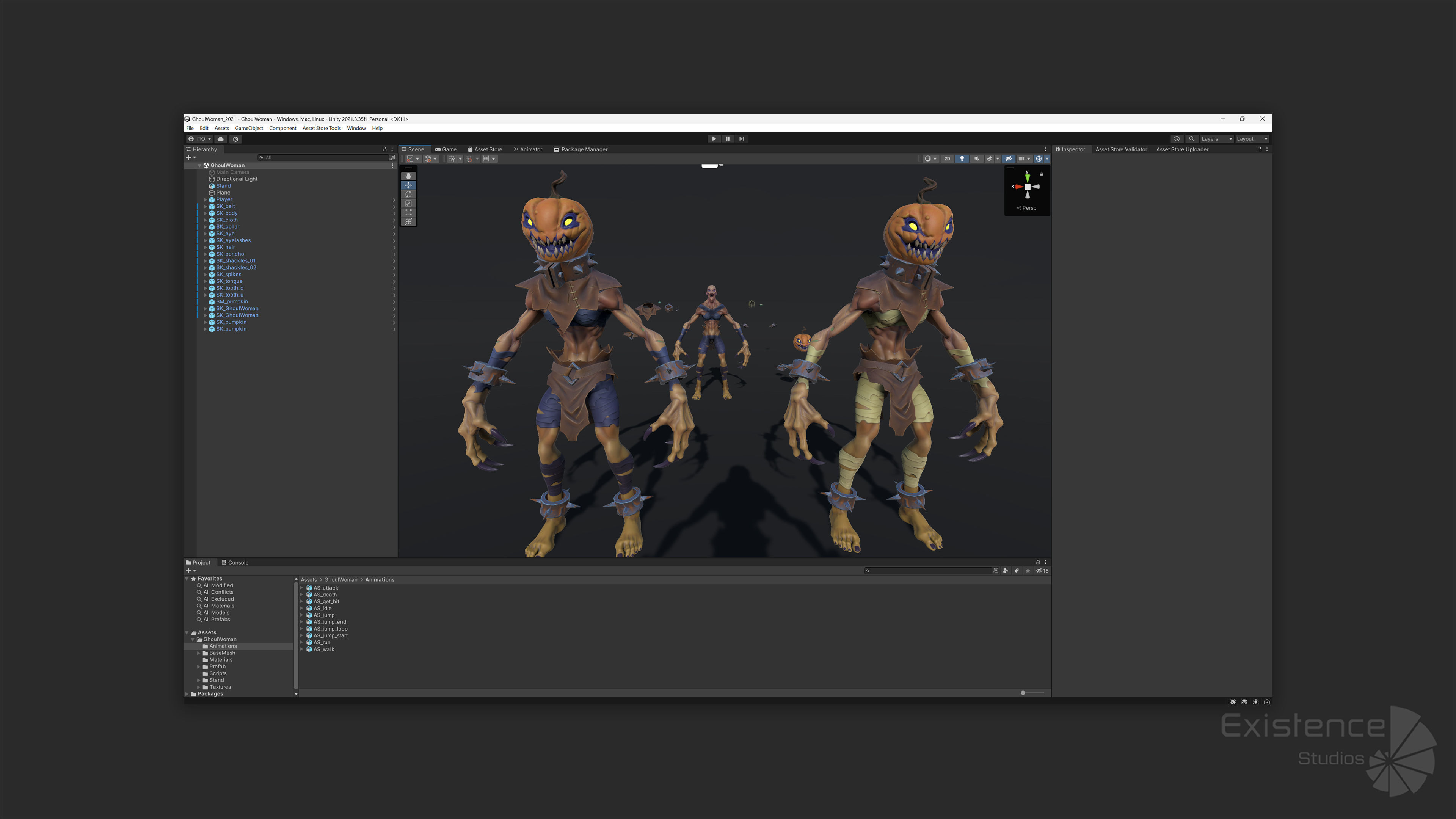 Ghoul Woman - Stylized Devils - Pumpkin Halloween Monster - 54 Low-poly 3D model_27