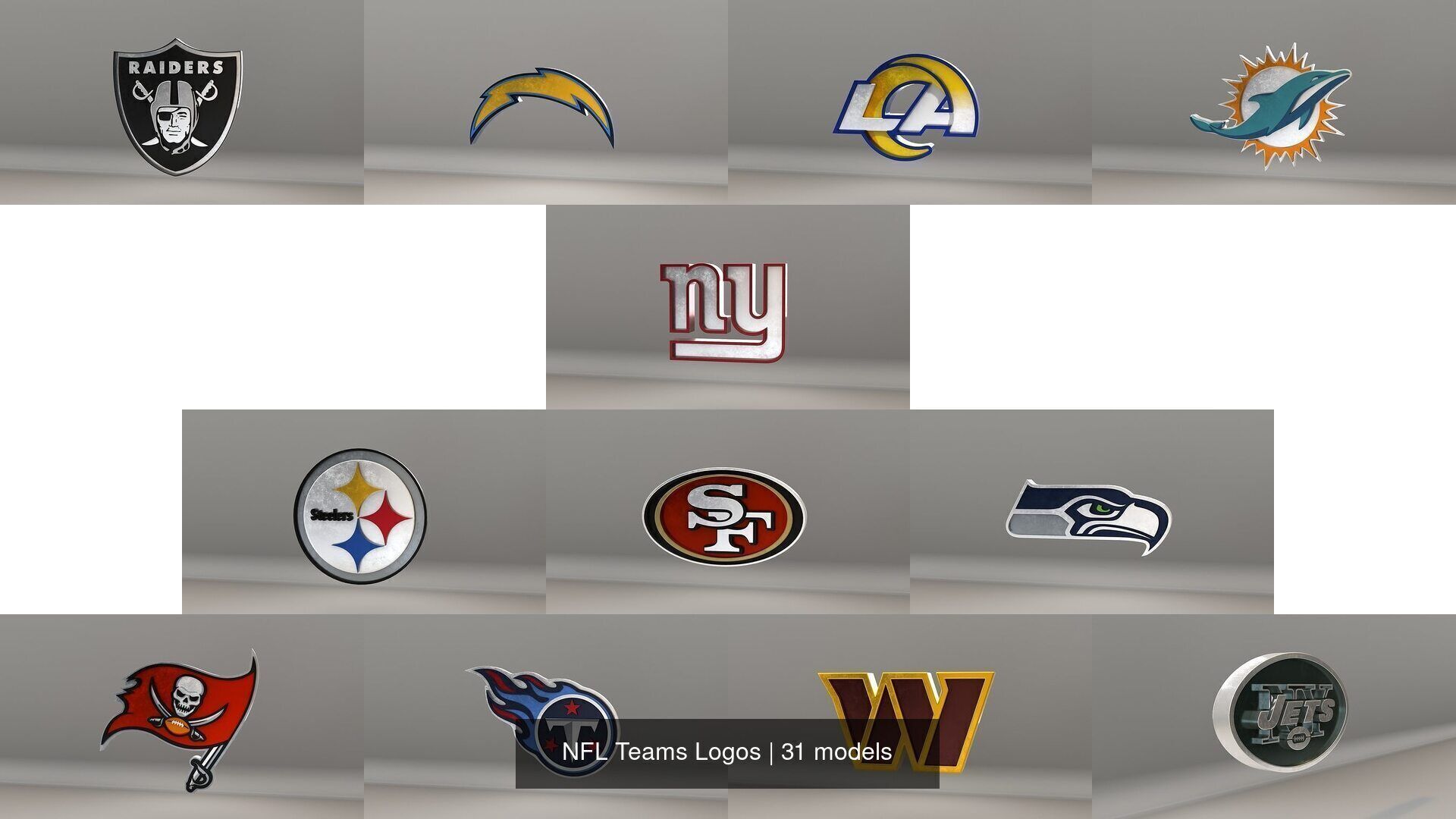 NFL Teams Logos 3D Model Collection_4
