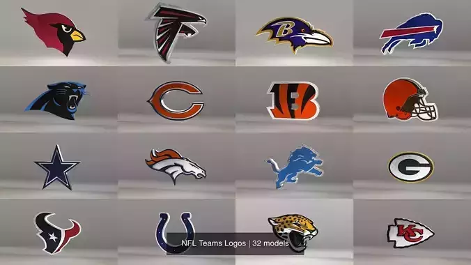 NFL Teams Logos 3D Model Collection