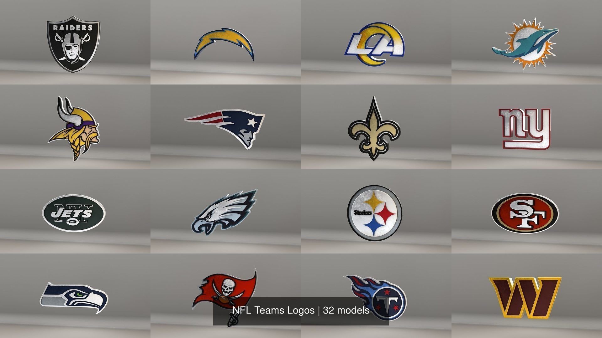 NFL Teams Logos 3D Model Collection_3