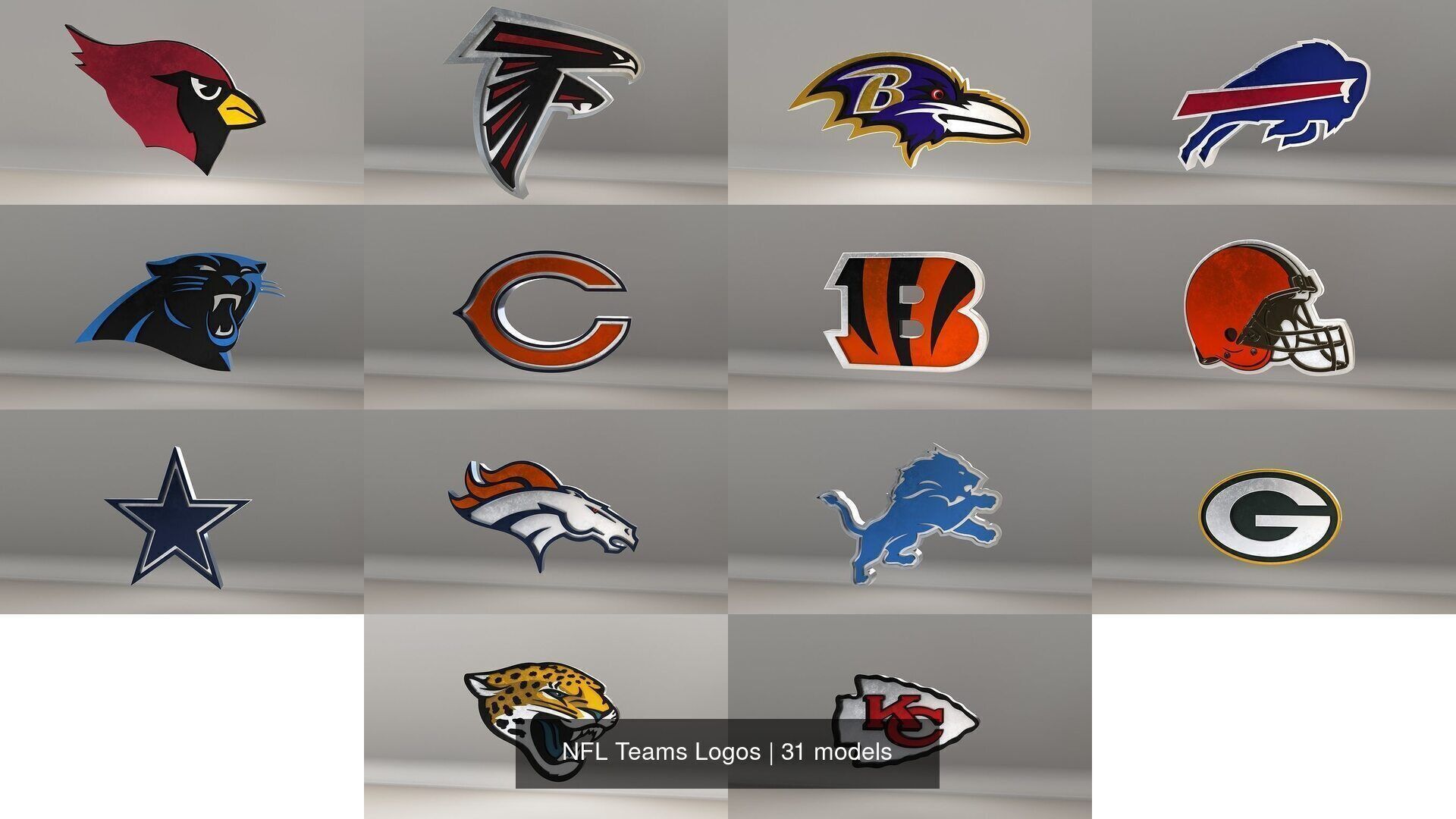NFL Teams Logos 3D Model Collection_1