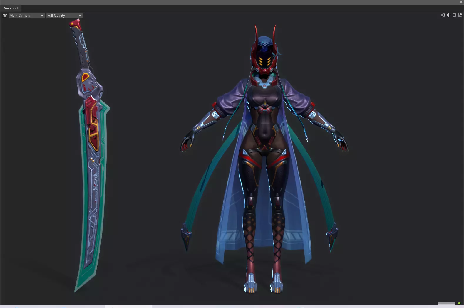 Cyberpunk female swordsmen Low-poly 3D model