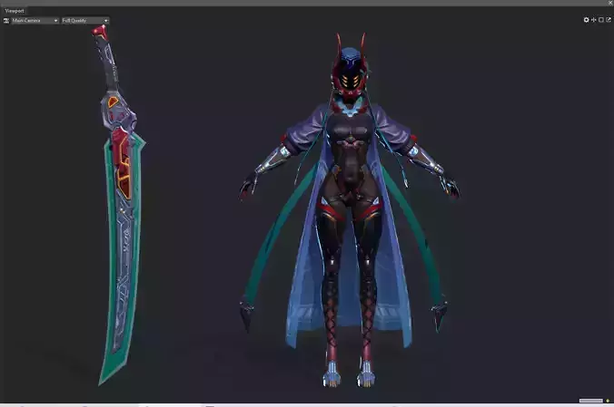 Cyberpunk female swordsmen