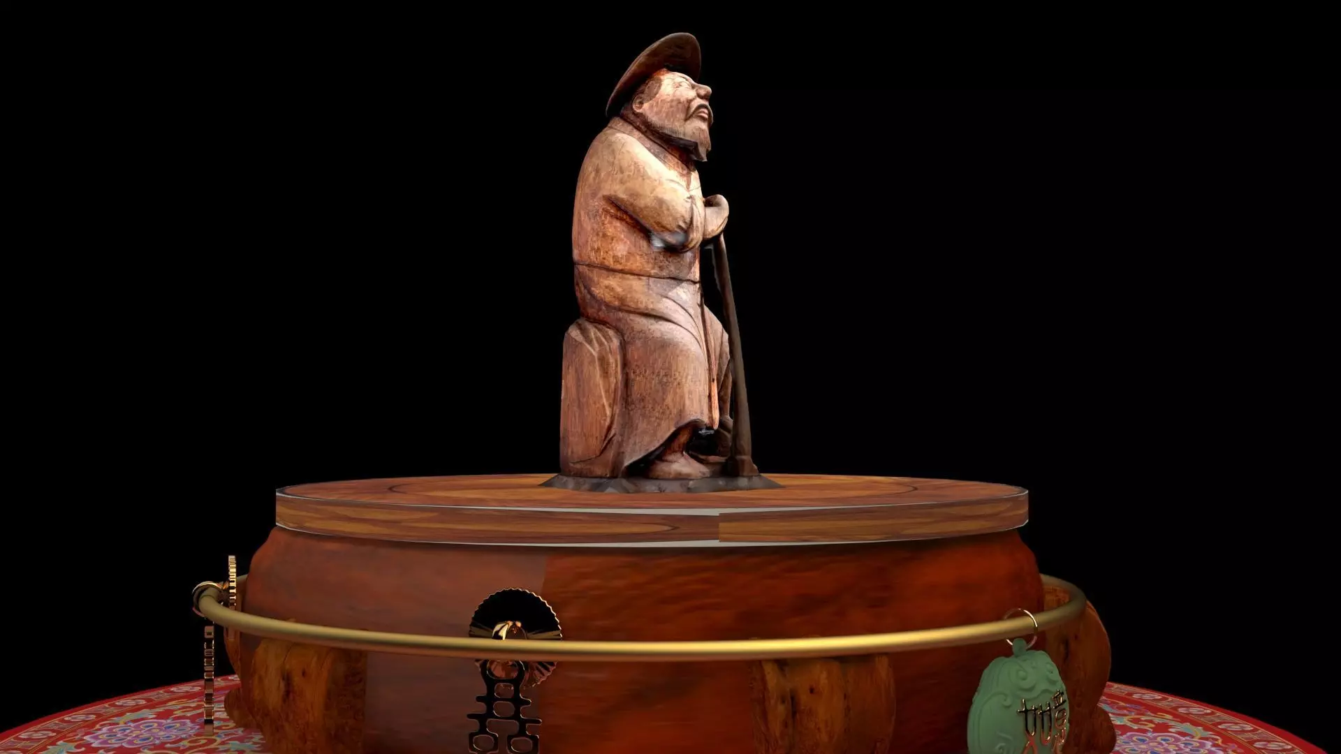 Chinese bamboo carving figure 3D model