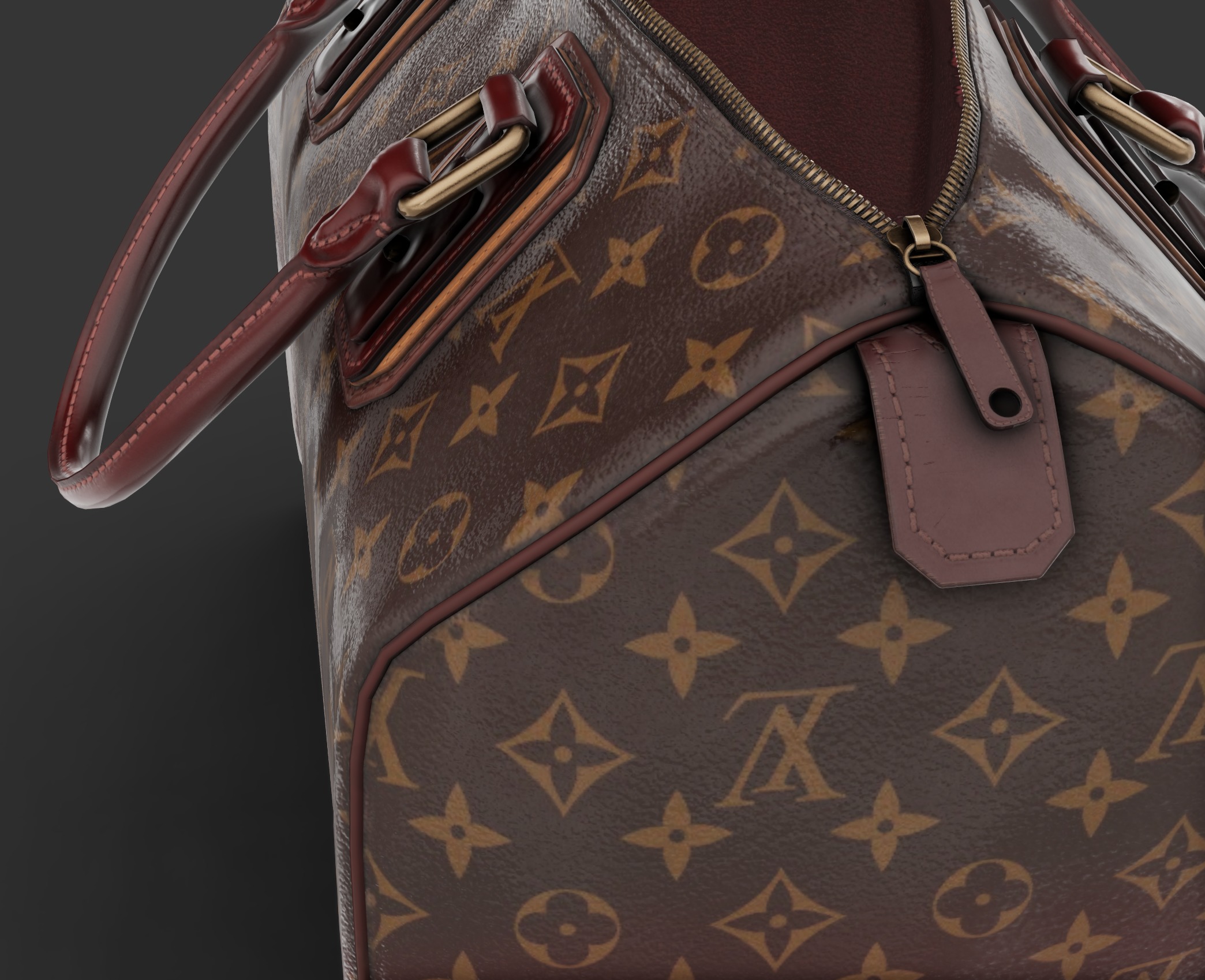 Louis Vuitton Damaged Bag Low-poly 3D model_4