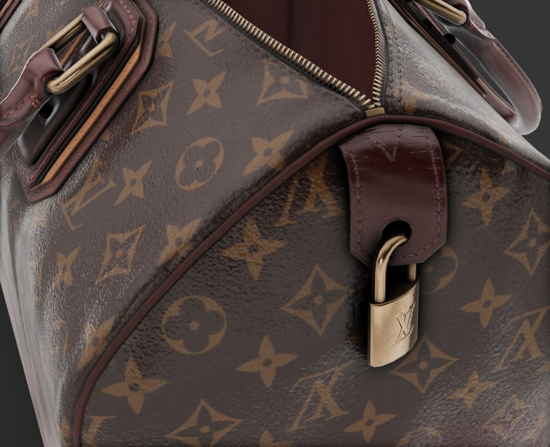 Louis Vuitton Damaged Bag Low-poly 3D model_2
