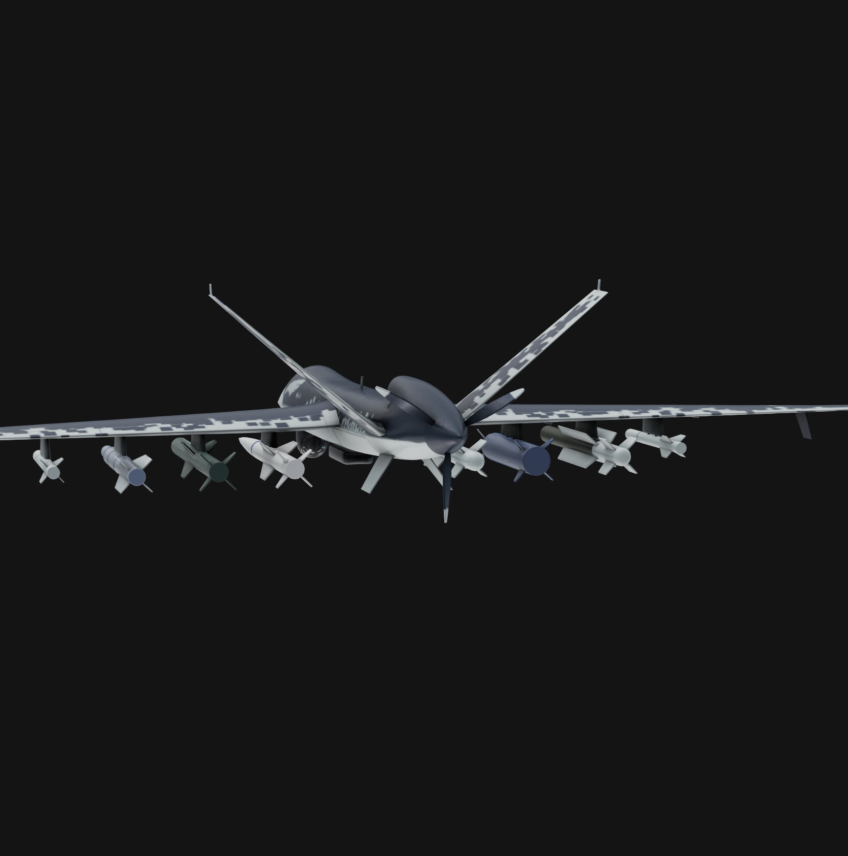 Chengdu Wing Loong-II air craft Low-poly 3D model_4