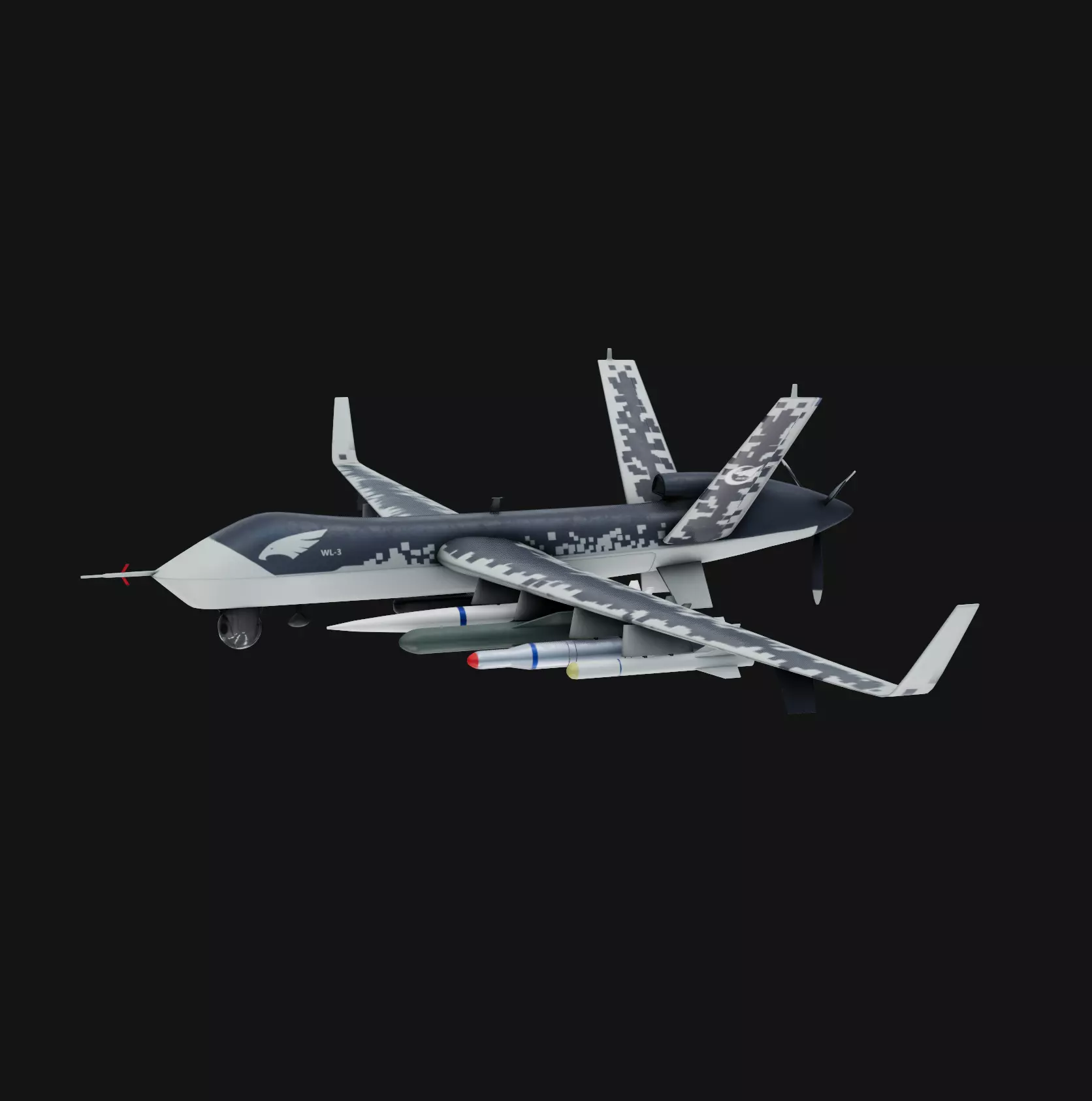 Chengdu Wing Loong-II air craft Low-poly 3D model_0