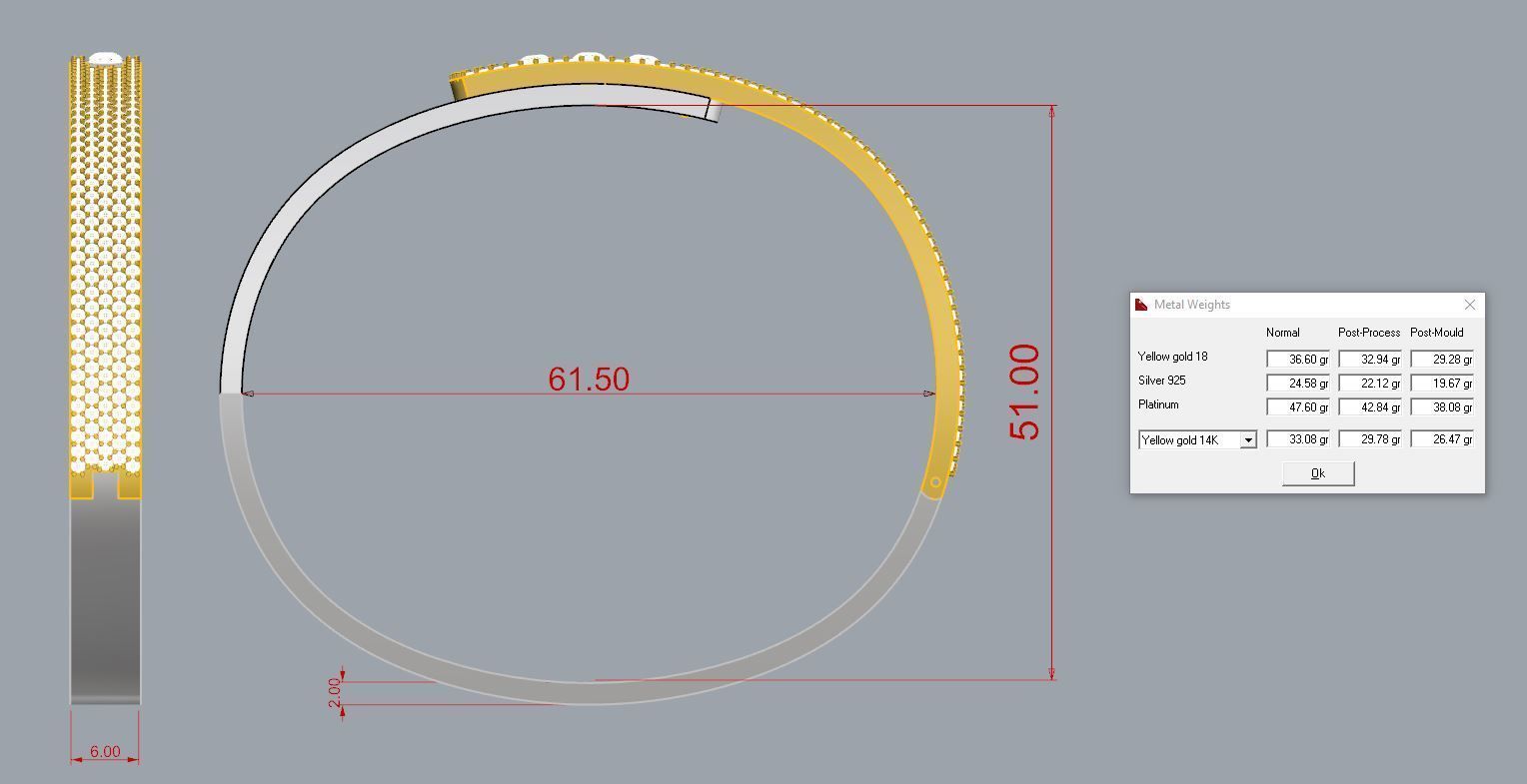 Messika Bracelet Jewelry Gold 3D print model_3