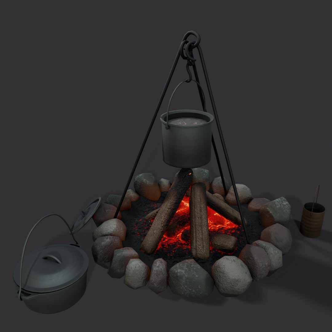 Camp fire 3d model Low-poly 3D model_11