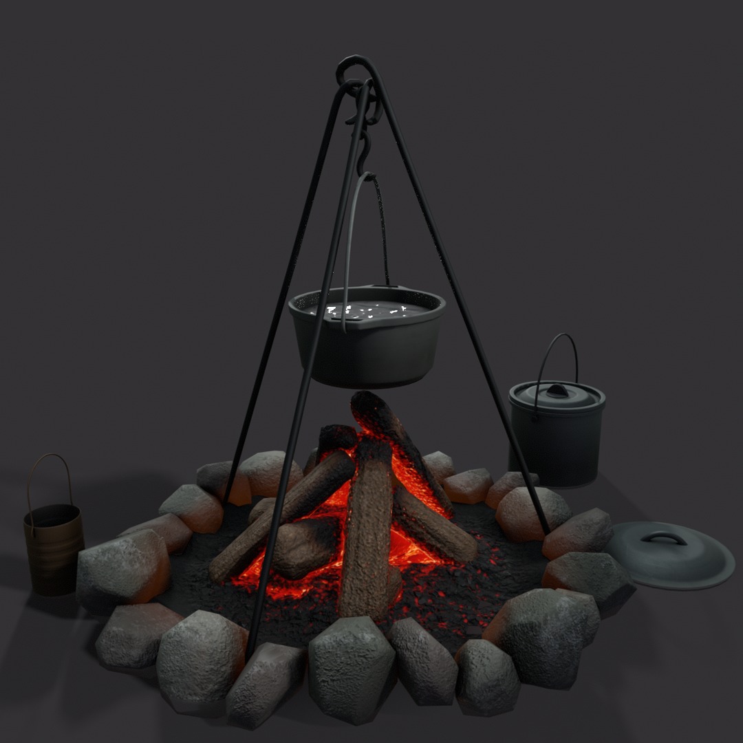 Camp fire 3d model Low-poly 3D model_6