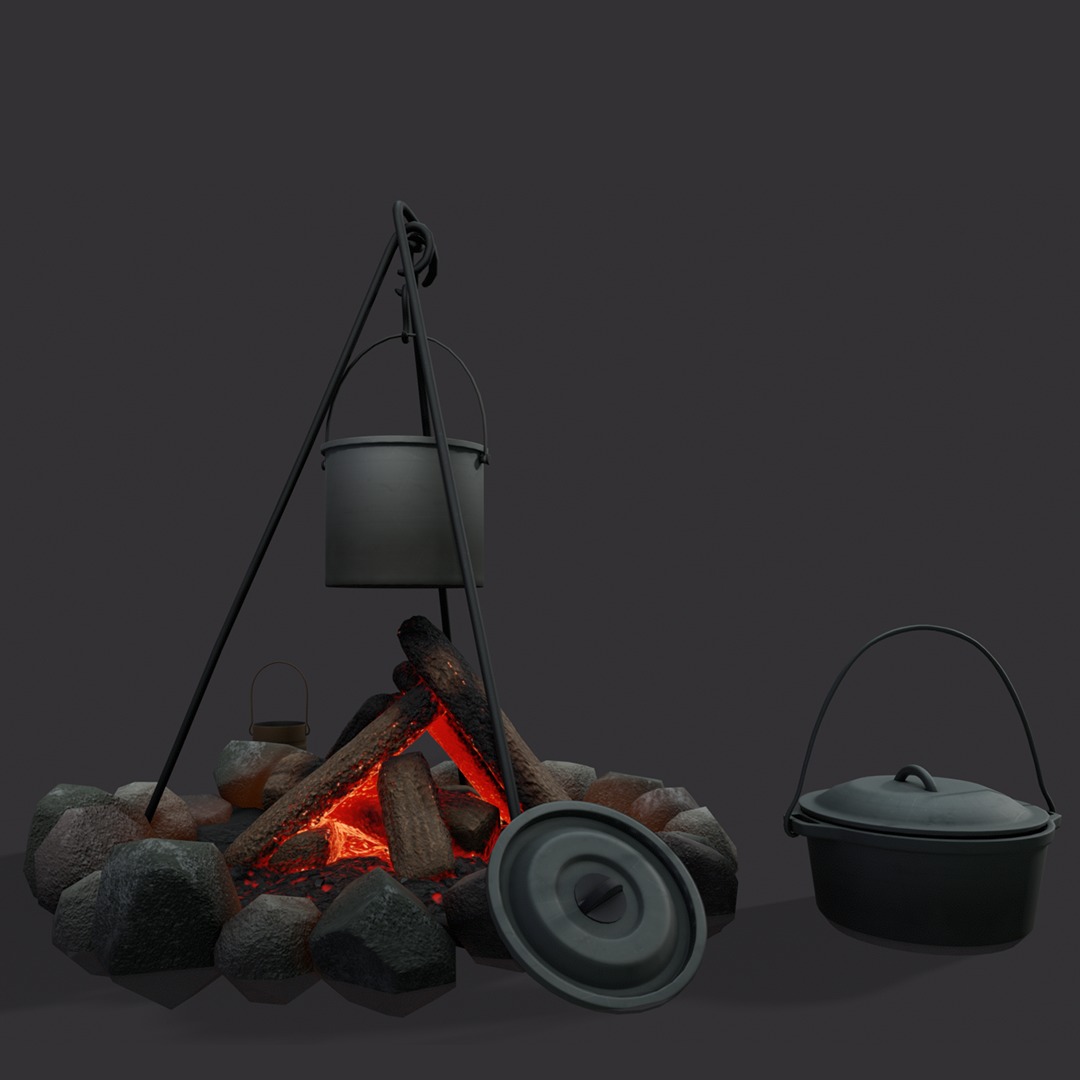 Camp fire 3d model Low-poly 3D model_13