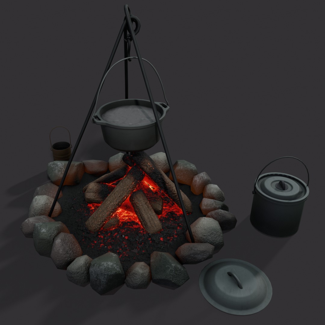 Camp fire 3d model Low-poly 3D model_8
