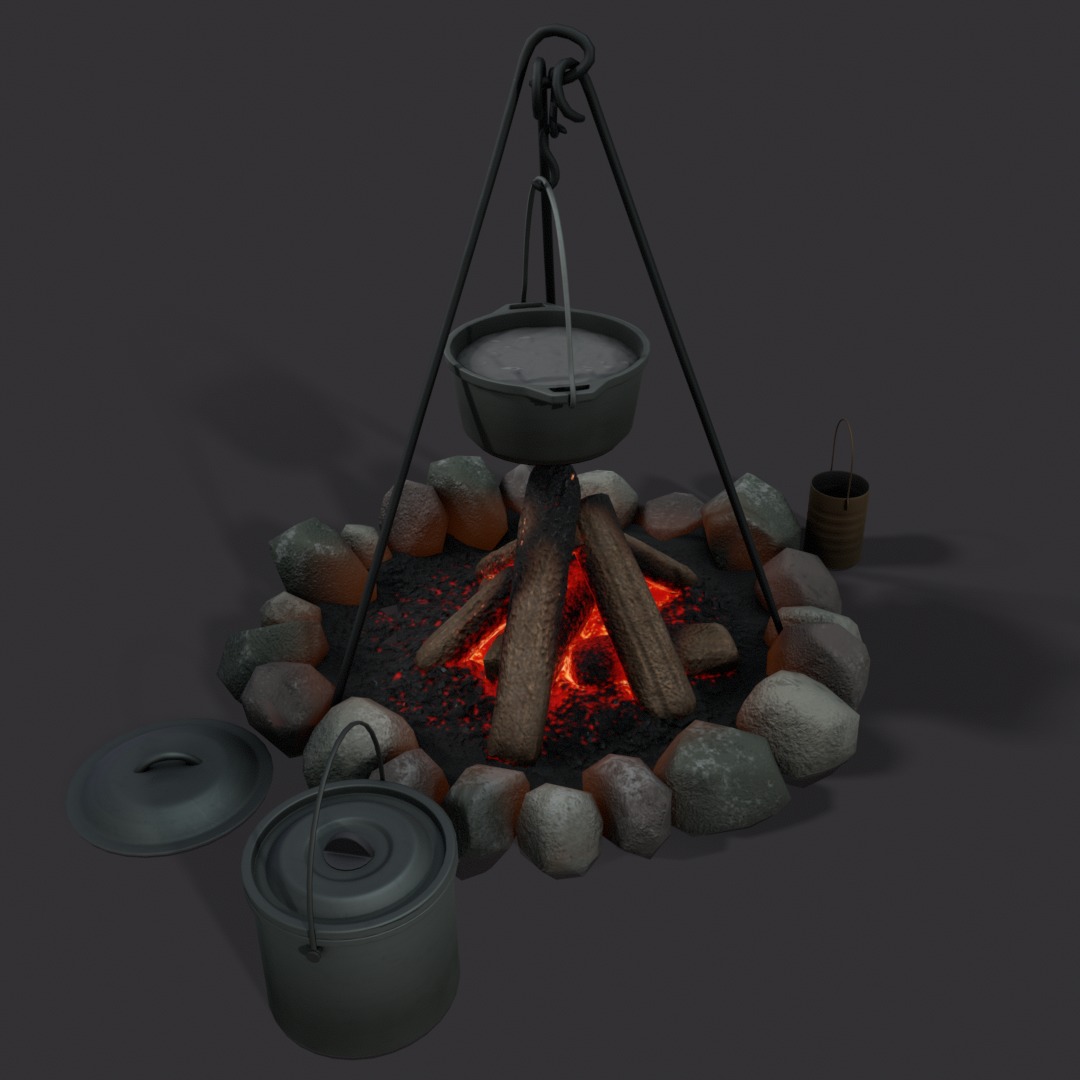Camp fire 3d model Low-poly 3D model_9