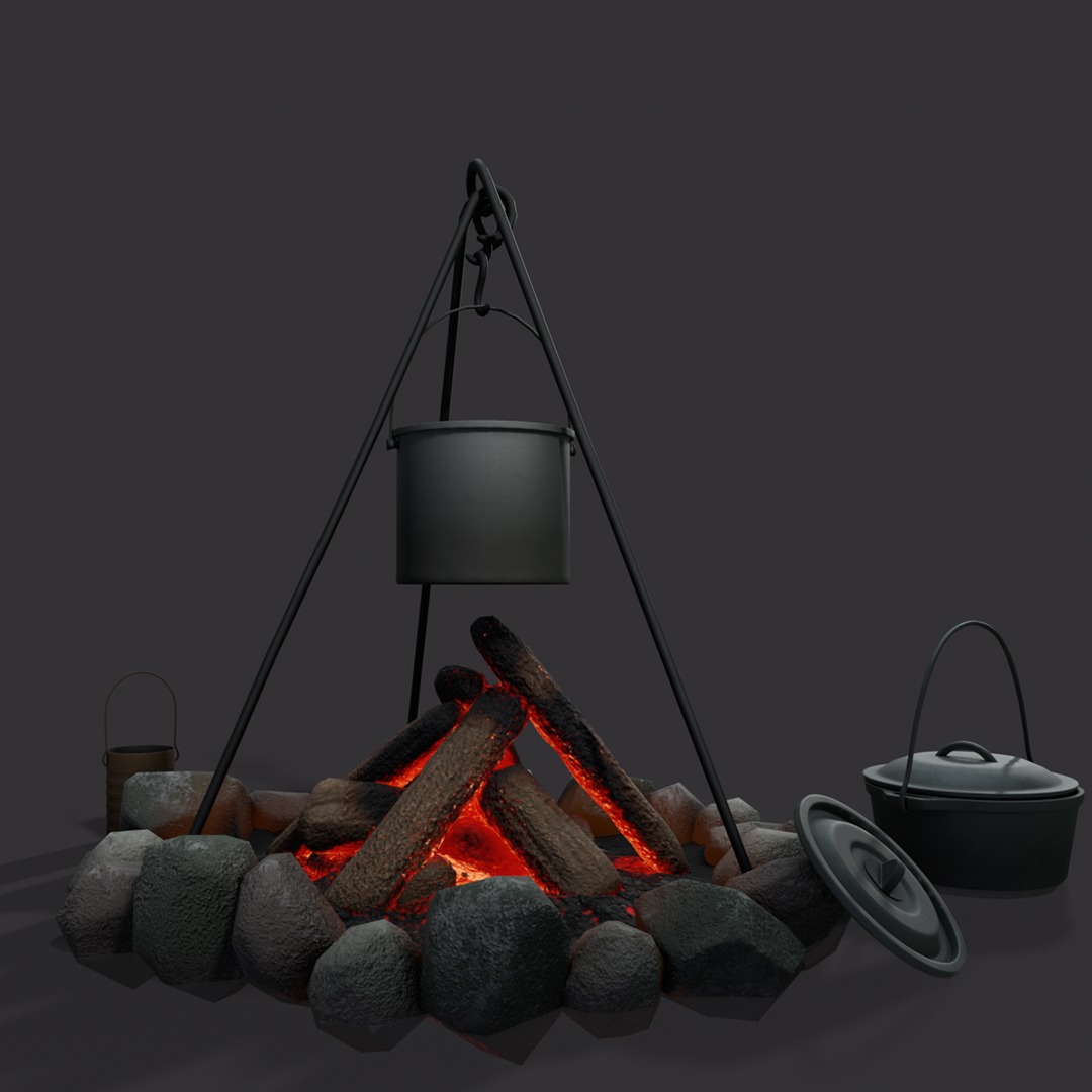 Camp fire 3d model Low-poly 3D model_12