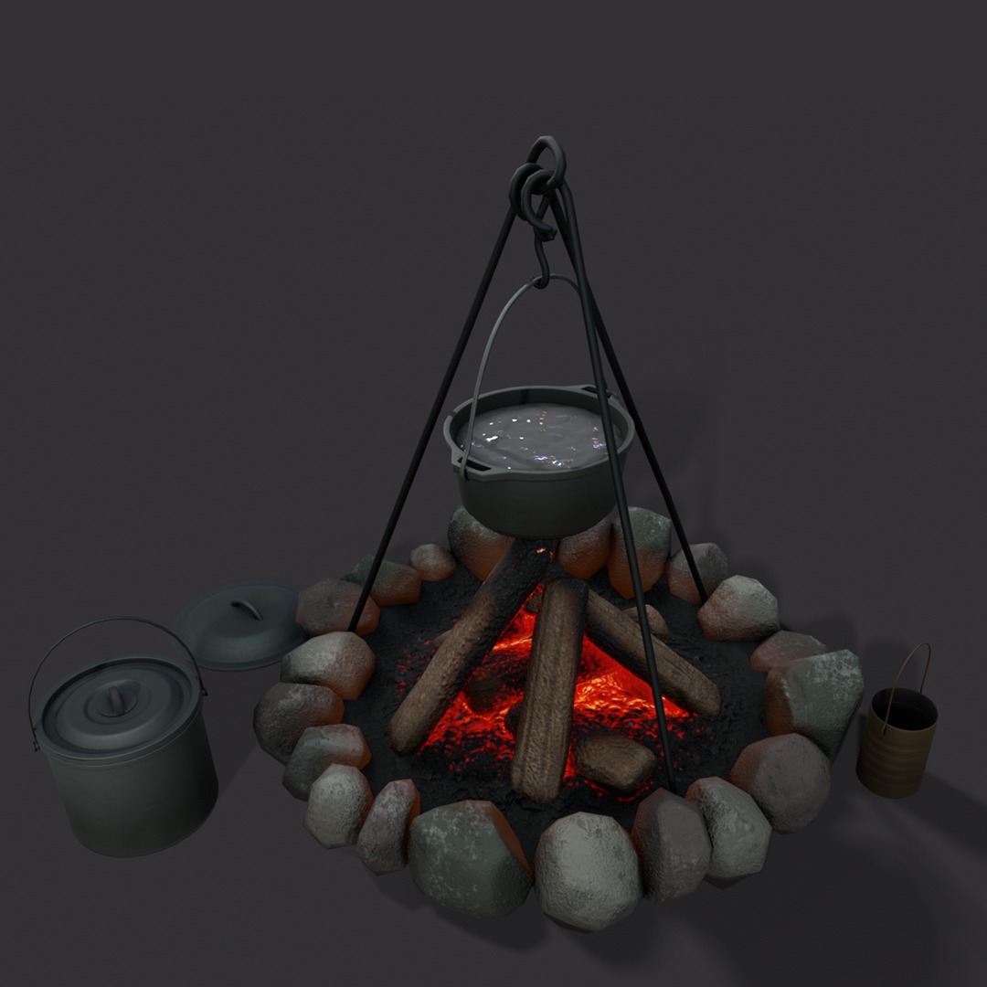 Camp fire 3d model Low-poly 3D model_10