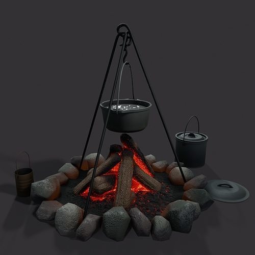 Camp fire 3d model Low-poly 3D model