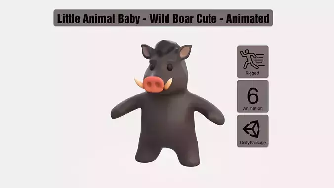 Little animal baby - Wild Boar cute - Animated Low-poly 3D model