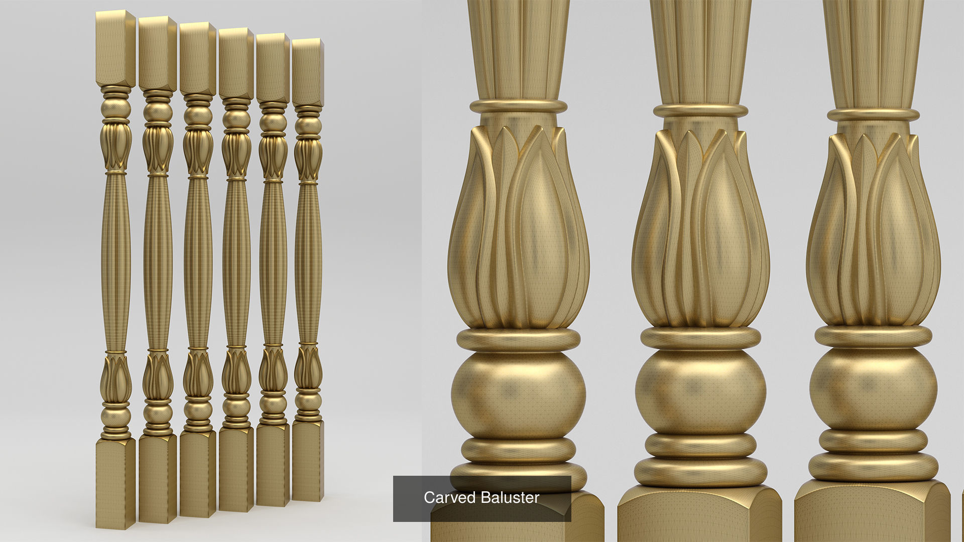Carved Balusters 3D Model Collection_8