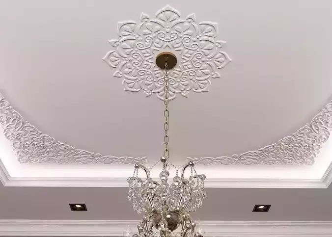 Classic Gypsum Ceiling with Luxurious Decorative Elements