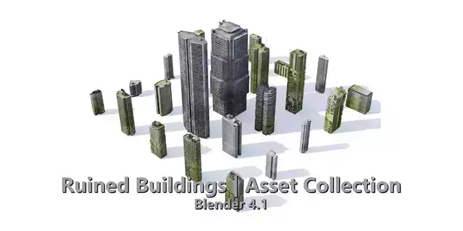 Ruined buildings  collection 3D model