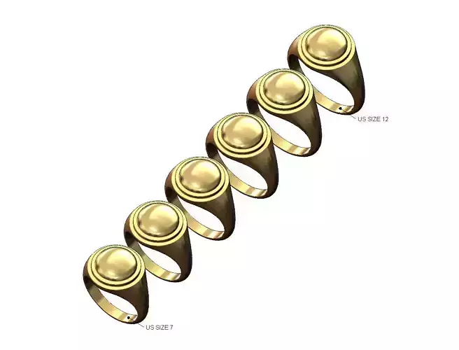Dome stepped round signet ring miniset US sizes 7to12