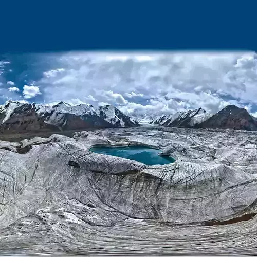 HDR - Engilchek Glacier and Glacial lake