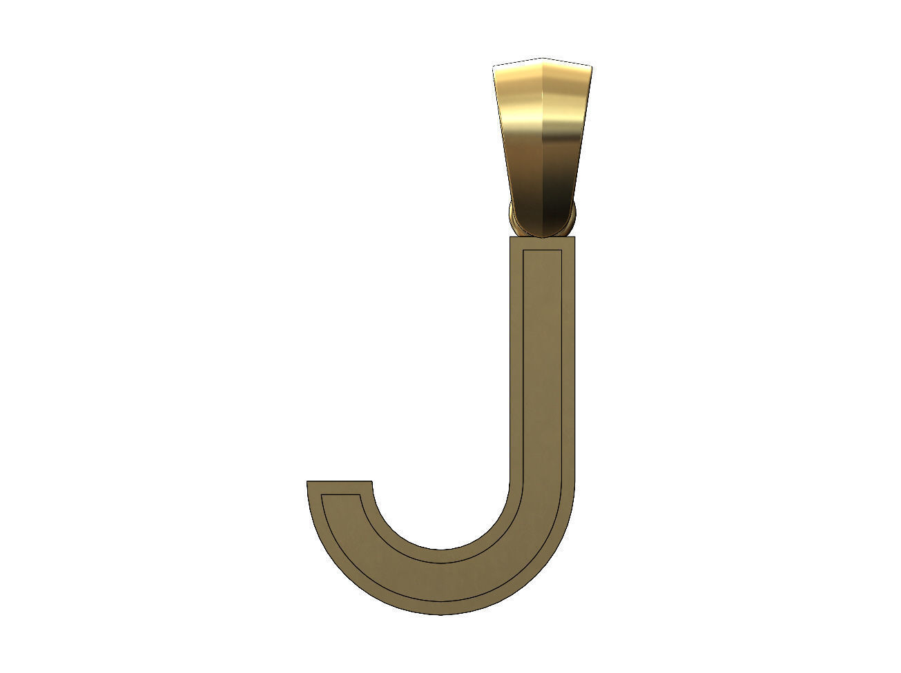 J letter initial enamel stepped pendant charm bail 3D print model_2