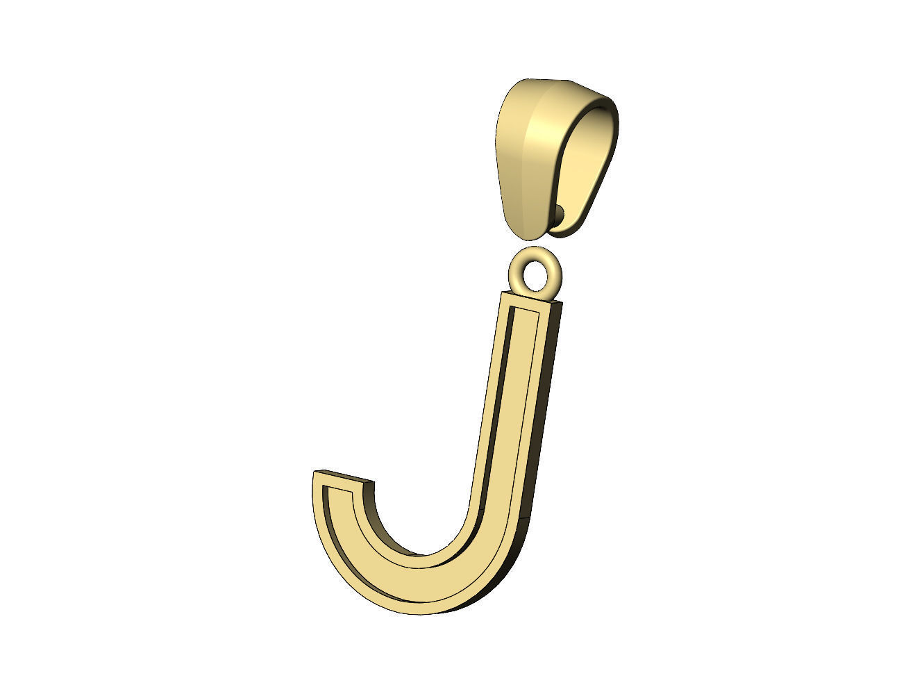 J letter initial enamel stepped pendant charm bail 3D print model_6