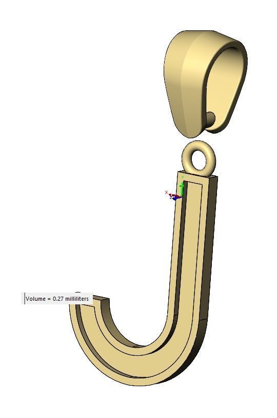J letter initial enamel stepped pendant charm bail 3D print model_13