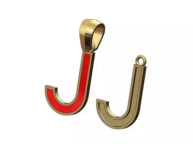 J letter initial enamel stepped pendant charm bail