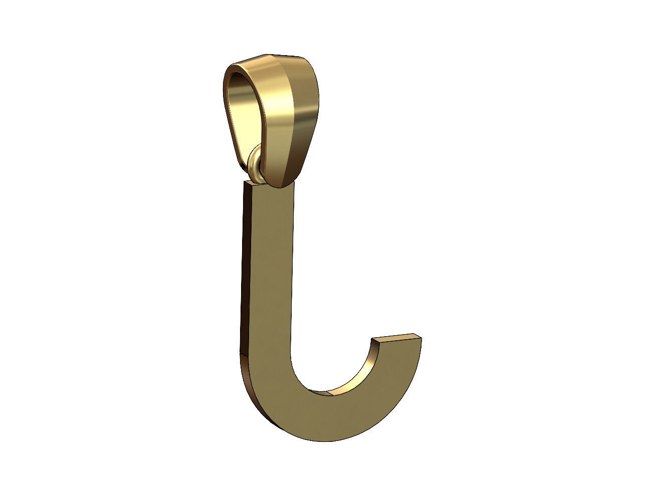 J letter initial enamel stepped pendant charm bail 3D print model_5