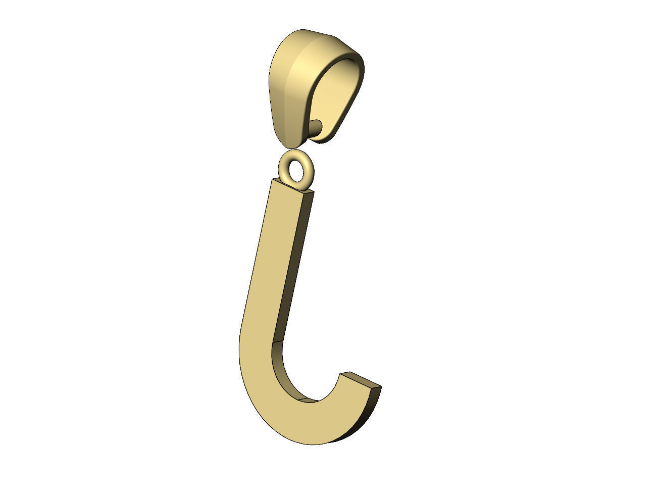 J letter initial enamel stepped pendant charm bail 3D print model_12