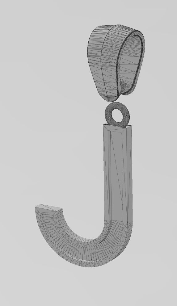 J letter initial enamel stepped pendant charm bail 3D print model_14