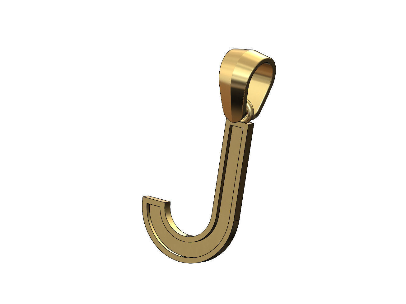 J letter initial enamel stepped pendant charm bail 3D print model_1