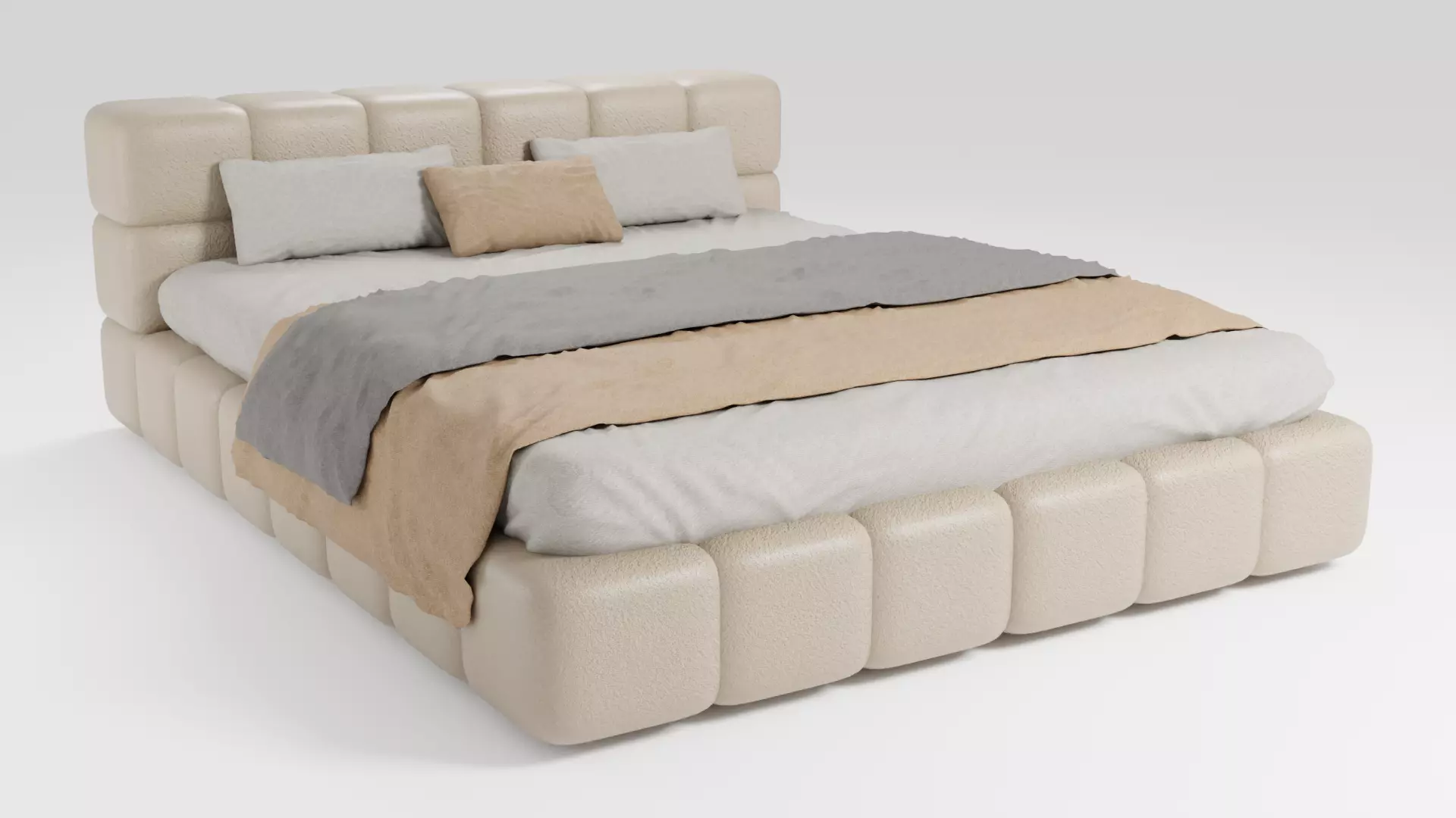 Bed in a modern style with quality materials 3D model_0