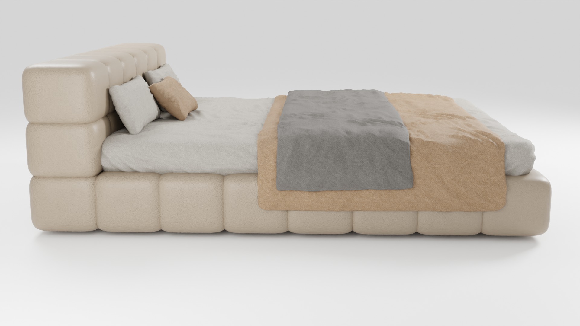 Bed in a modern style with quality materials 3D model_1
