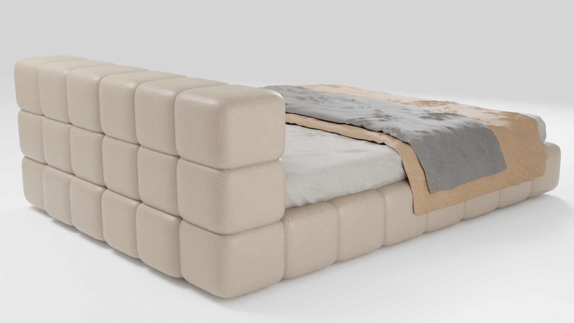 Bed in a modern style with quality materials 3D model_2