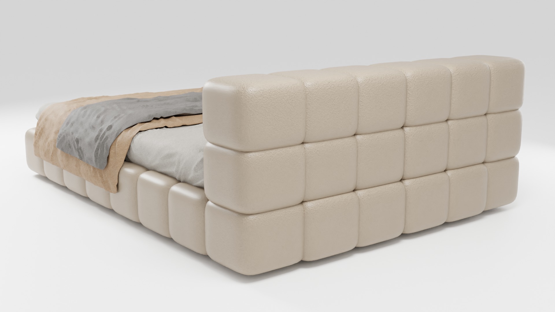 Bed in a modern style with quality materials 3D model_3