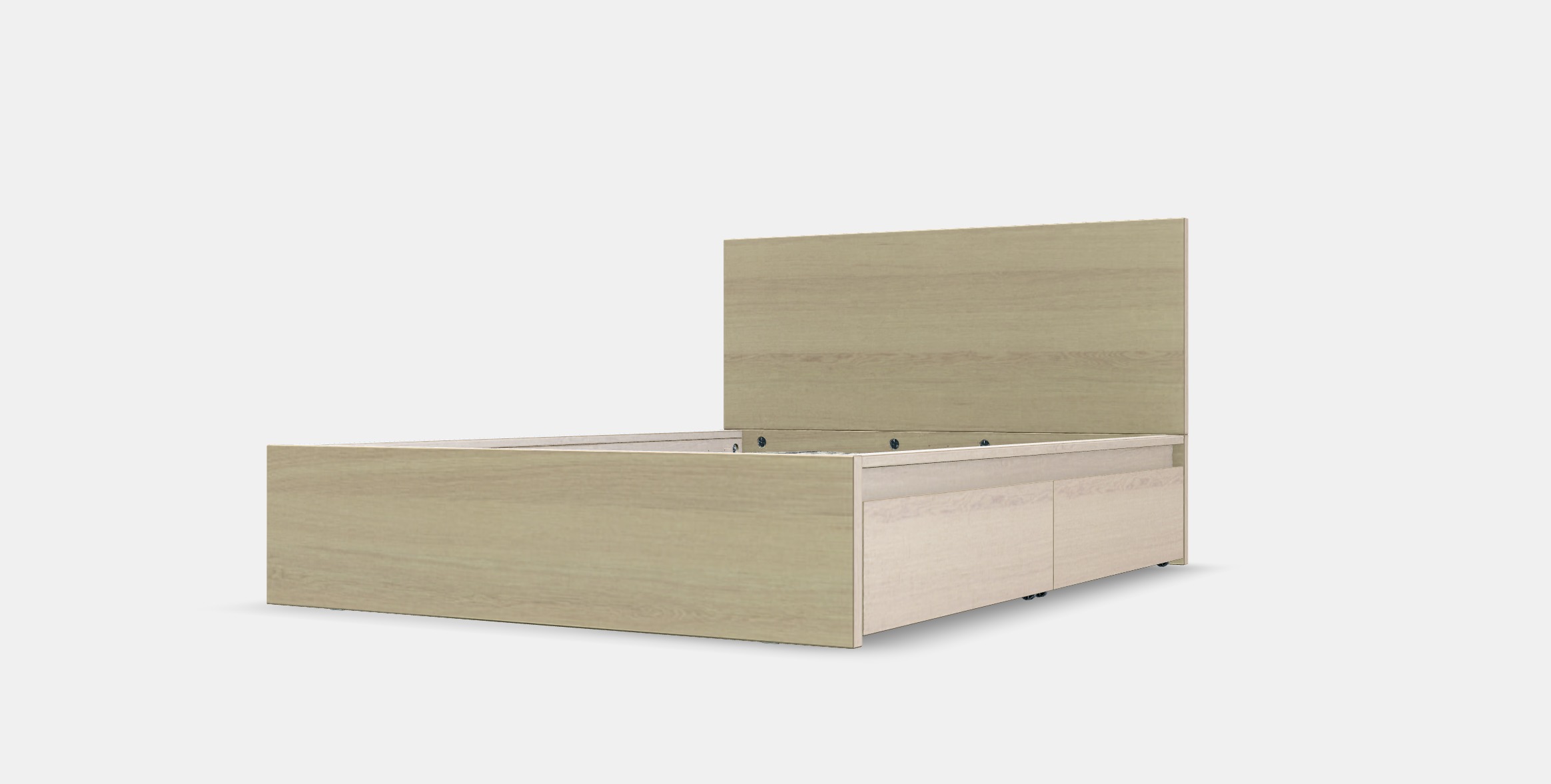 MALM Bed frame high w 4 storage boxes 4 Low-poly 3D model_14