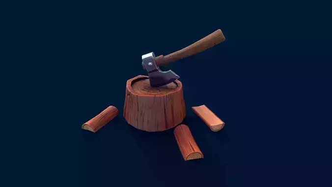 Stylized Stump and Axe